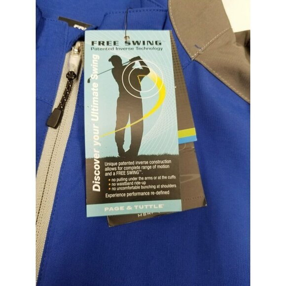 Page & Tuttle Mens Blue/Gray Windproof Golf Pullover - Free Swing Technology Wat - Picture 5 of 16
